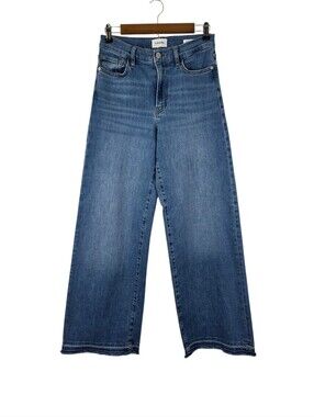 FRAME Le Slim Palazzo Jeans Raw Hem Wide Leg High‎ Rise Stretch Denim Size 28